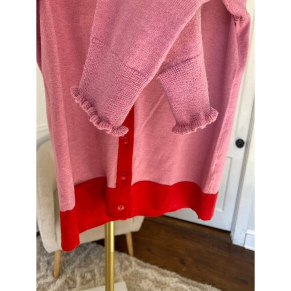 Candace Cameron Bure Colorblock Cardigan Preppy Parisian Red Pink Classic Bougie - Picture 3 of 9